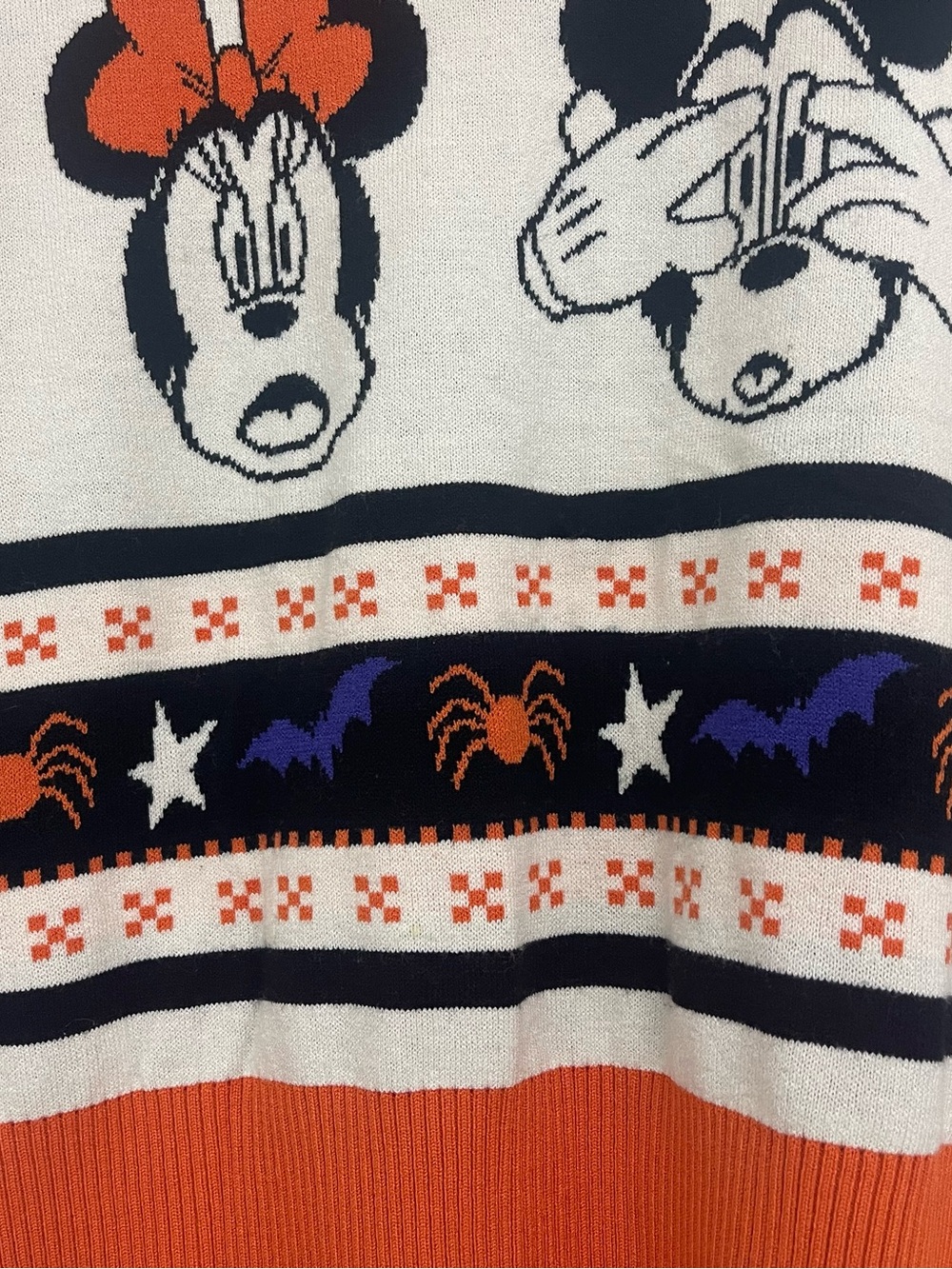 Disney Halloween Women’s Orange & Cream Minnie & Mickey Polo Sweater Top - Picture 4 of 6